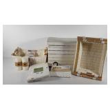 White and gold decor group, nesting baskets, bee