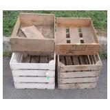 Four wooden crates