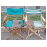 Two folding chairs with extra seat and back sets