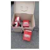 File box with four Power Wheels batteries,