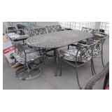 Aluminum patio table with 6 chairs some finishing