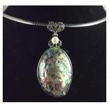 Abalone freshwater pearl necklace 18in stainless