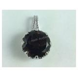 Brazilian smoky quartz solitaire pendant platinum