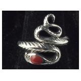 Size 7 Sterling silver snake ring with stone