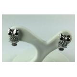 Sterling silver owl CZ earrings