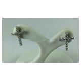 Sterling silver cross CZ earrings