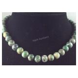 Multi jasper beaded necklace Sterling silver 18in