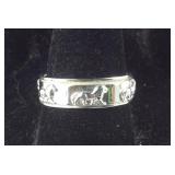 Sterling silver Leo engraved ring size 8