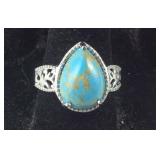 Size 8 mojave blue turquoise 5ct platinum bond