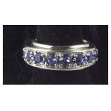 Size 7 tanzanite Swarovski crystal platinum bond