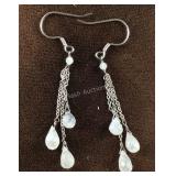 Sterling silver 4.50ct rainbow moonstone earrings