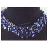 18in lapis lazuli chip necklace with stainless