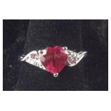 Size 7 Sterling lab created Ruby and lab pink and