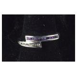 Size 6.5 Sterling amethyst and lab white sapphire