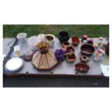 Glass group with hull planter, China- CORRELL,