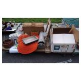 Wooden salad bowl set, picnic basket, mailbox,