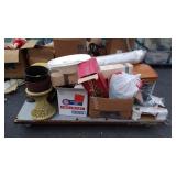 Suitcase, plant stands, books, etc