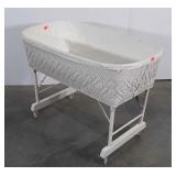 Baby Bassinet, white wicker, Folding legs