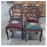 Set of 4 Early Parlor Chairs, carved rosewood