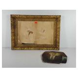 Wooden plaster frame with two picture portraits,