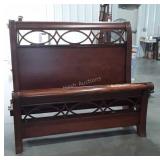 Queen size Bed. Sleigh Bed Design, Mahogany color