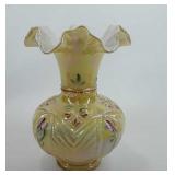 Fenton Glass ruffle edge vase, handpainted,