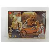 Dogs playing poker framed jigsaw puzzle, 24" ×