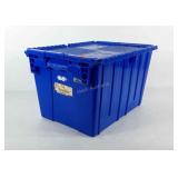 Industrial tote with interlocking lid, 21.5" ×