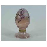 Fenton Glass Egg, handpainted, signed, stands 4"