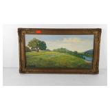 Farmed early painting on canvas, artist signed