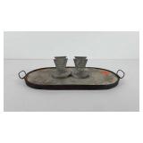 Early copper wrapped stone warmer, 16" and two