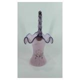 Fenton Glass, ruffle edge basket, team painted by