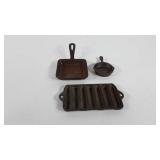 Small cast iron cookware, includes cornbread