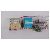 Legos lot, horse farm set, pool set, and 2 bags