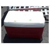 Igloo cooler, red, lid hinge buttons will not
