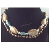 Two stone beaded necklaces 18in
