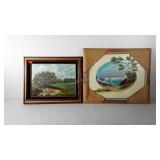 Two landscape paintings on canvas, both artist