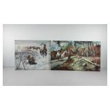 Two western style canvas paintings, "The Price