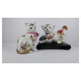 Pair of Franklin Mint dog and cat figurines plus