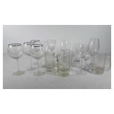 Glassware, includes wine glasses and beer mugs
