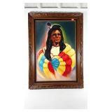 Framed Native American painting, artist signed