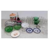 Glassware, mugs, juice glasses, bowls, aluminum