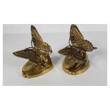 Brass tone butterfly bookends, wear as shown