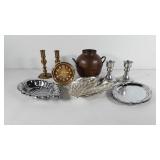 Home decor, includes brass candlestick holders,