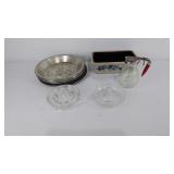 Household items, stoneware baking dish,  2 glass