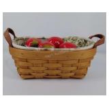 Longaberger basket with cloth liner and plastic