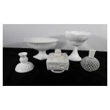 Milk glass, includes covered candy dish, compote,