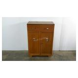 Mid-Century bar cart, includes glassware, needs