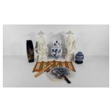 Asian style decor, ginger jars, peacock vase,