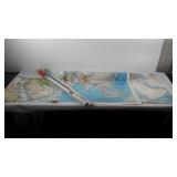 Map posters, three National Geographic, laminated